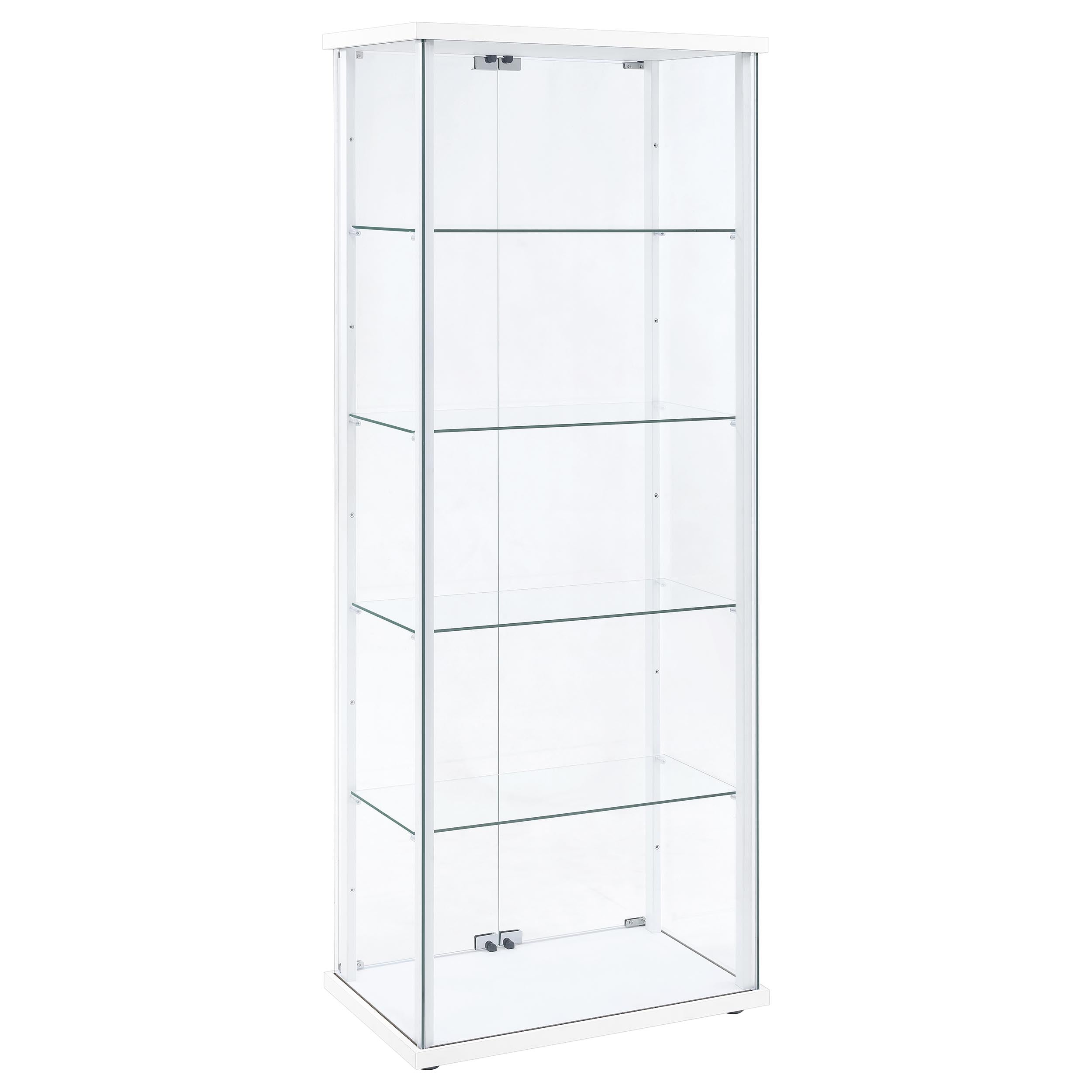 Delphinium 4-shelf Clear Glass Curio Display Cabinet White