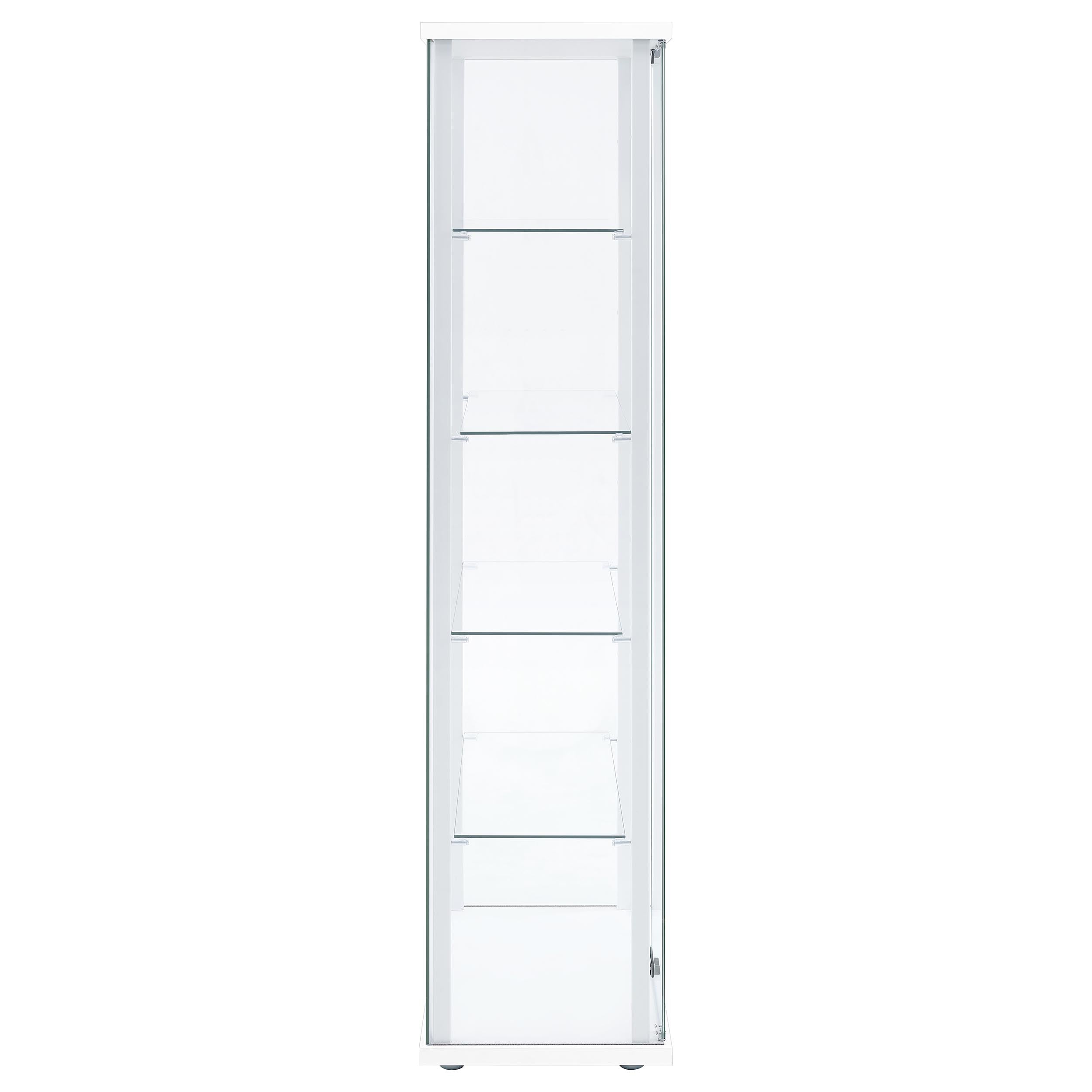 Delphinium 4-shelf Clear Glass Curio Display Cabinet White