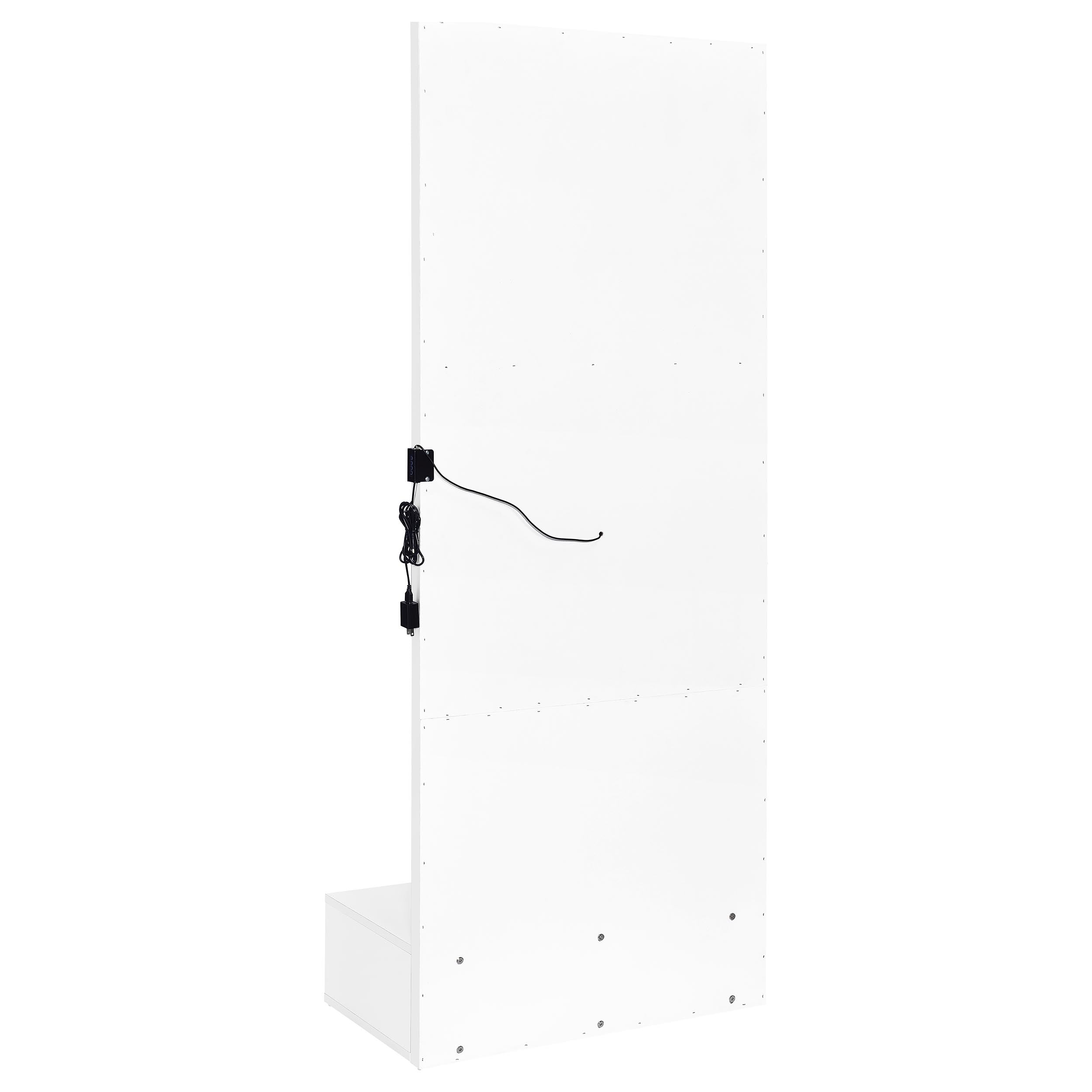 Spector 1-drawer Lighted Full-length Floor Mirror White High Gloss