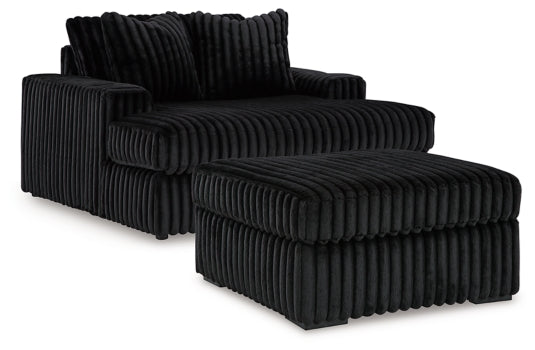 Midnight-Madness Oversized Chaise and Oversized Accent Ottoman