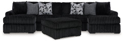 Midnight-Madness 3-Piece Sectional with Double Chaise and Ottoman
