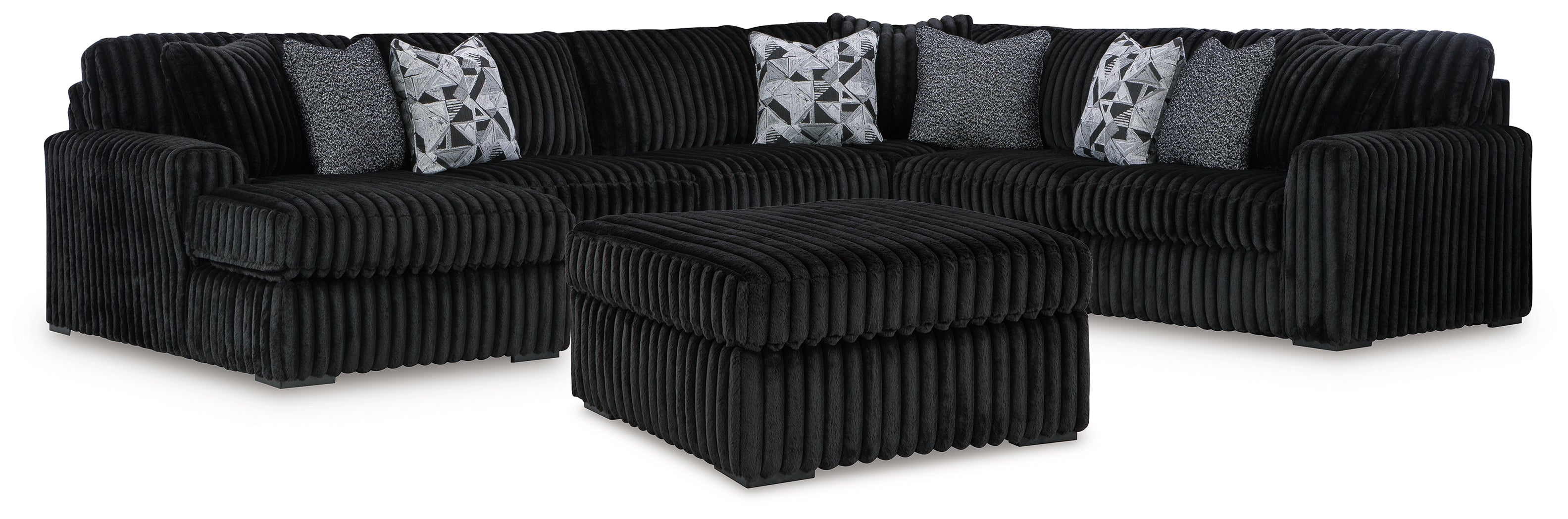 Midnight-Madness 4-Piece Sectional and Ottoman