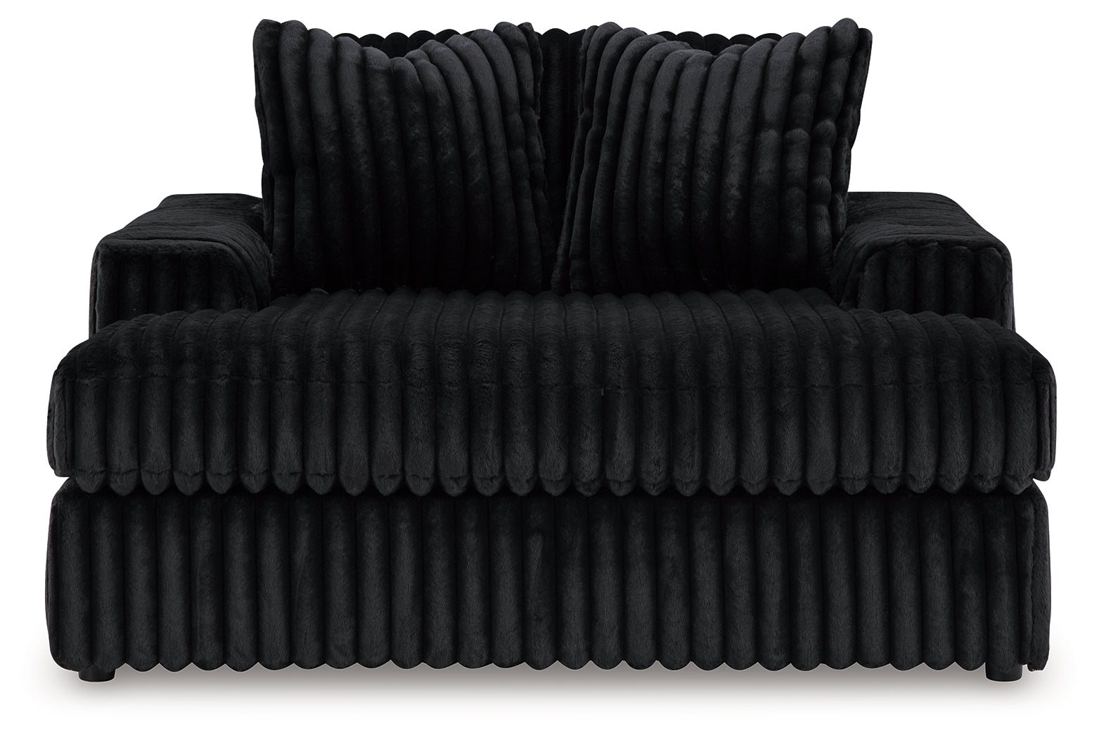 Midnight-Madness 3-Piece Sectional, Chaise and Oversized Accent Ottoman