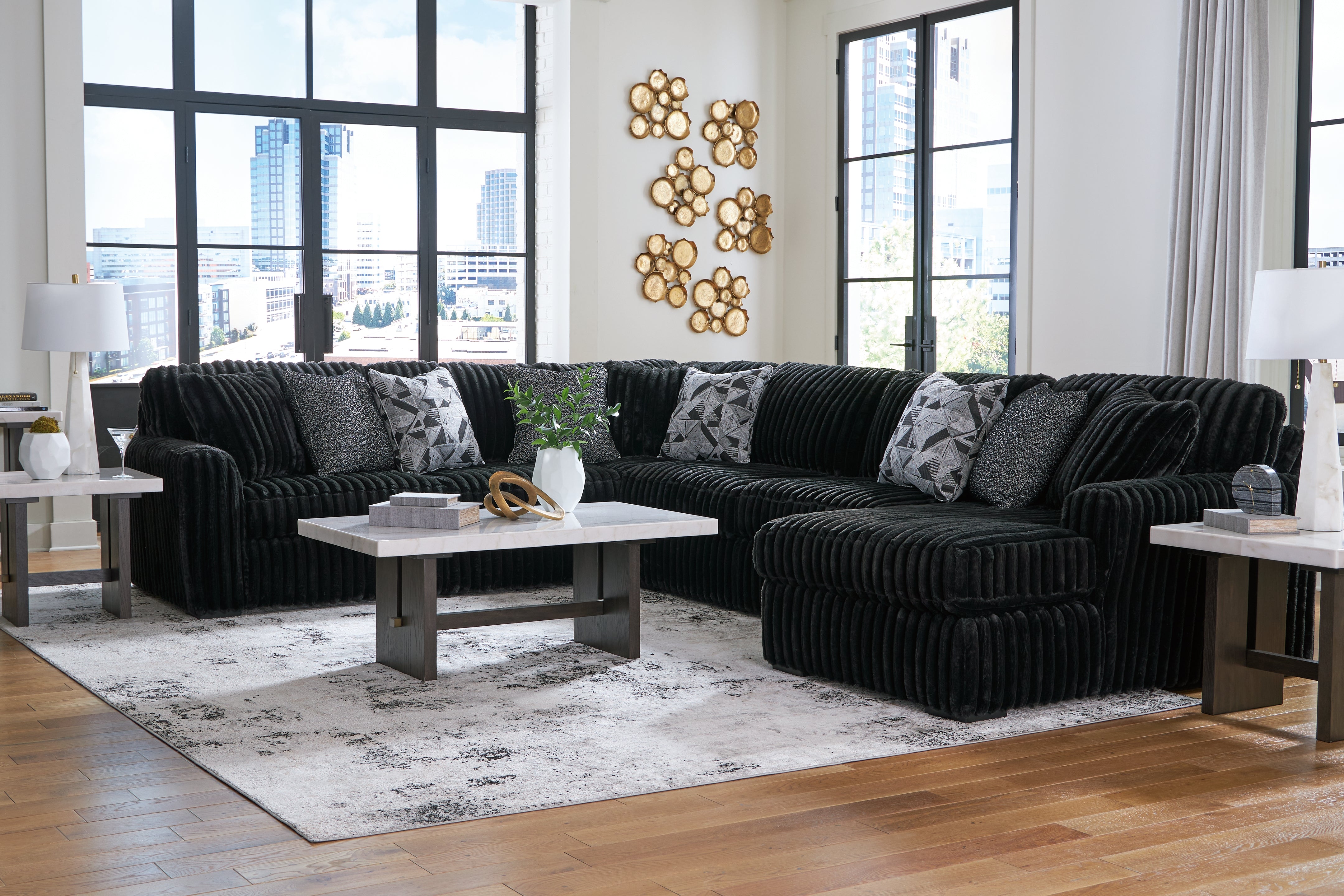 Midnight-Madness 4-Piece Sectional with Chaise - MyWaynesHome #