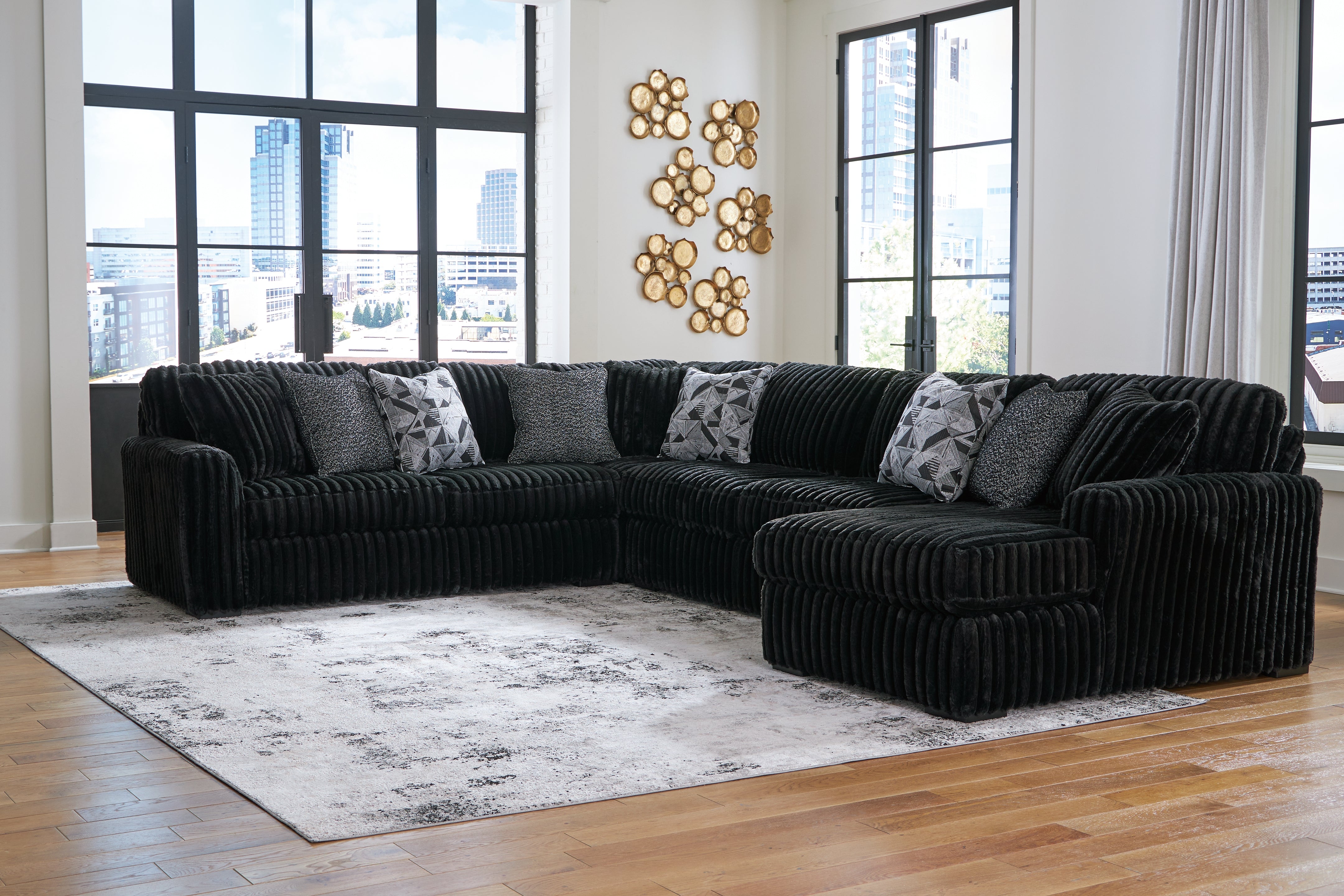 Midnight-Madness 4-Piece Sectional with Chaise - MyWaynesHome #