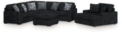 Midnight-Madness 3-Piece Sectional, Chaise and Oversized Accent Ottoman