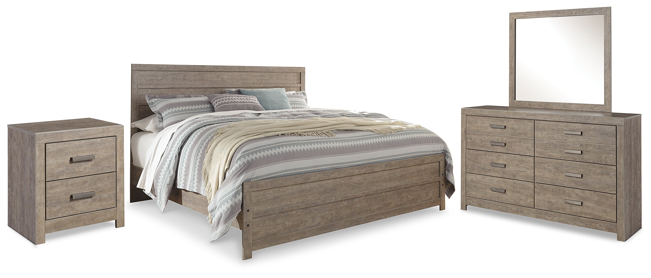 Culverbach King Panel Bed, Dresser, Mirror and Nightstand
