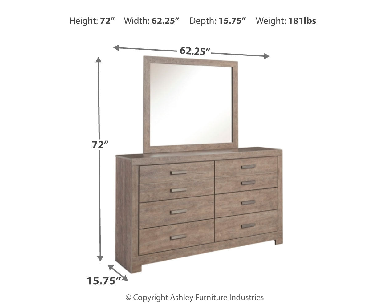 Culverbach Queen Panel Bed with Dresser and Mirror, Chest and 2 Nightstands