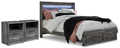 Baystorm Queen Panel Storage Bed and 2 Nightstands