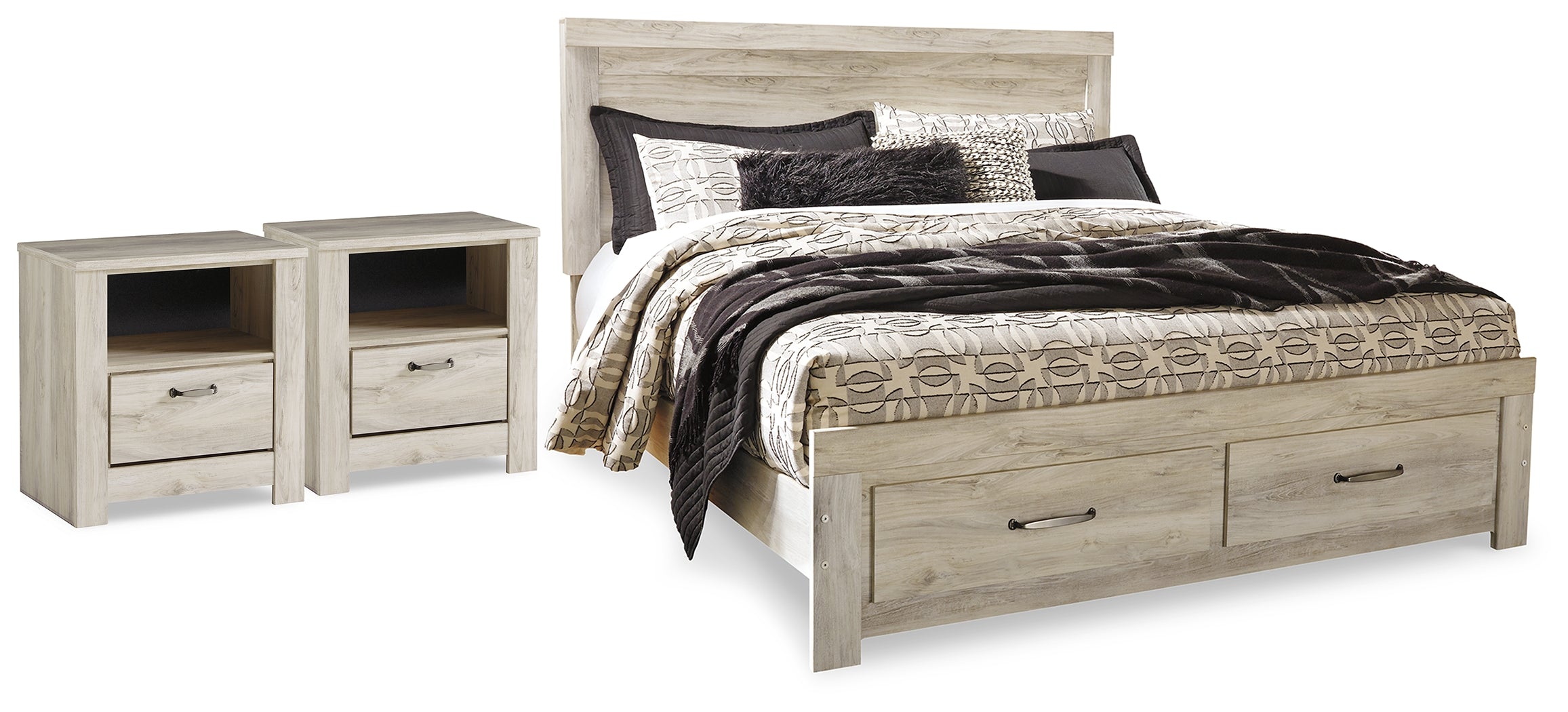 Bellaby King Storage Bed and 2 Nightstands