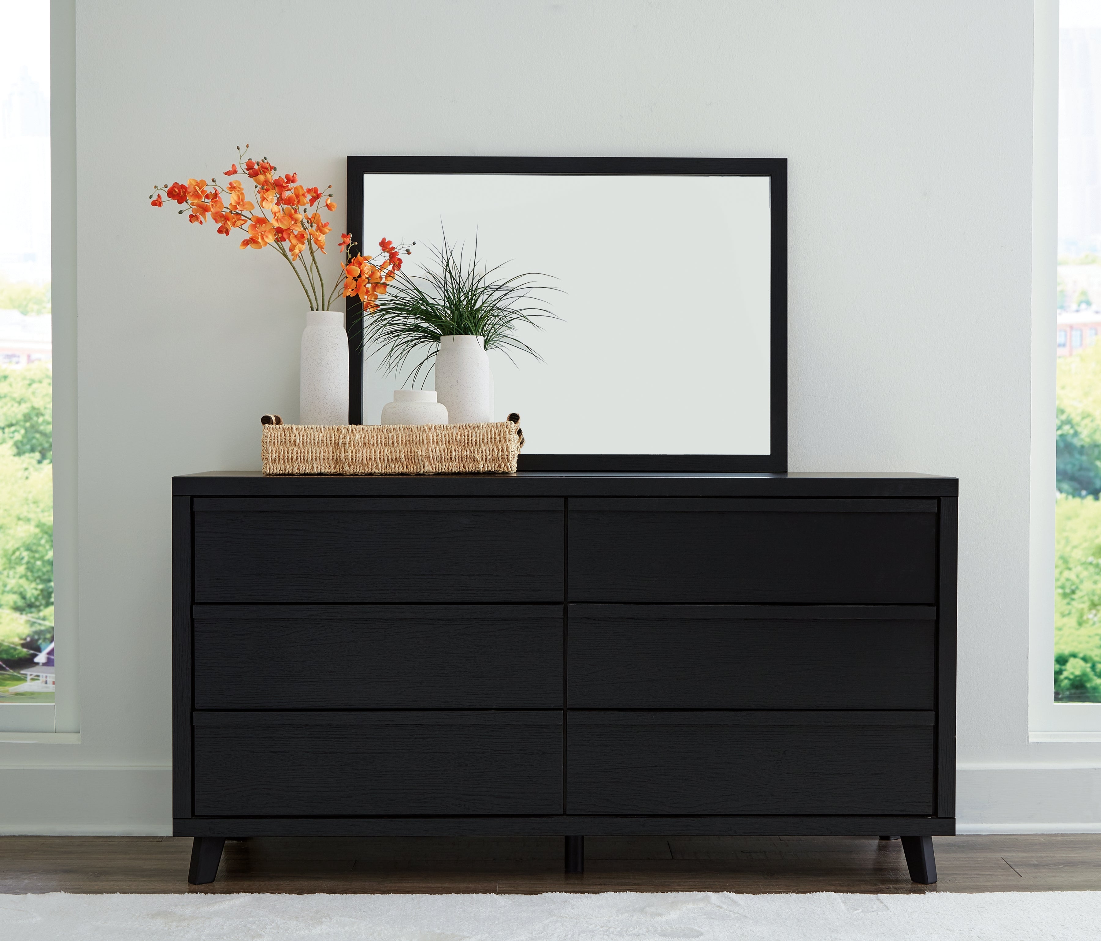 Danziar Full Panel Platform Bed, Dresser and Mirror