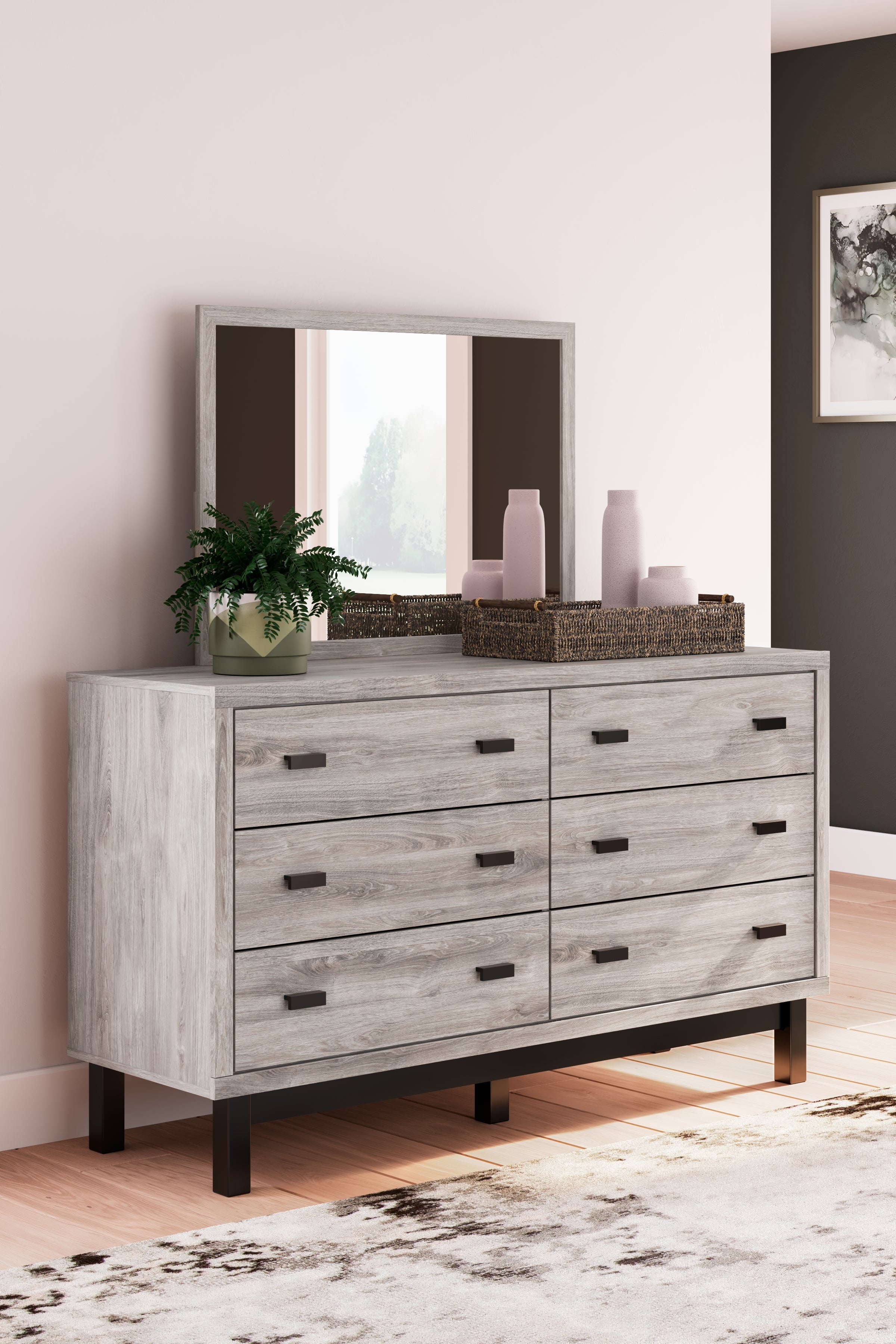 Vessalli King Panel Bed, Dresser, Mirror and 2 Nightstands