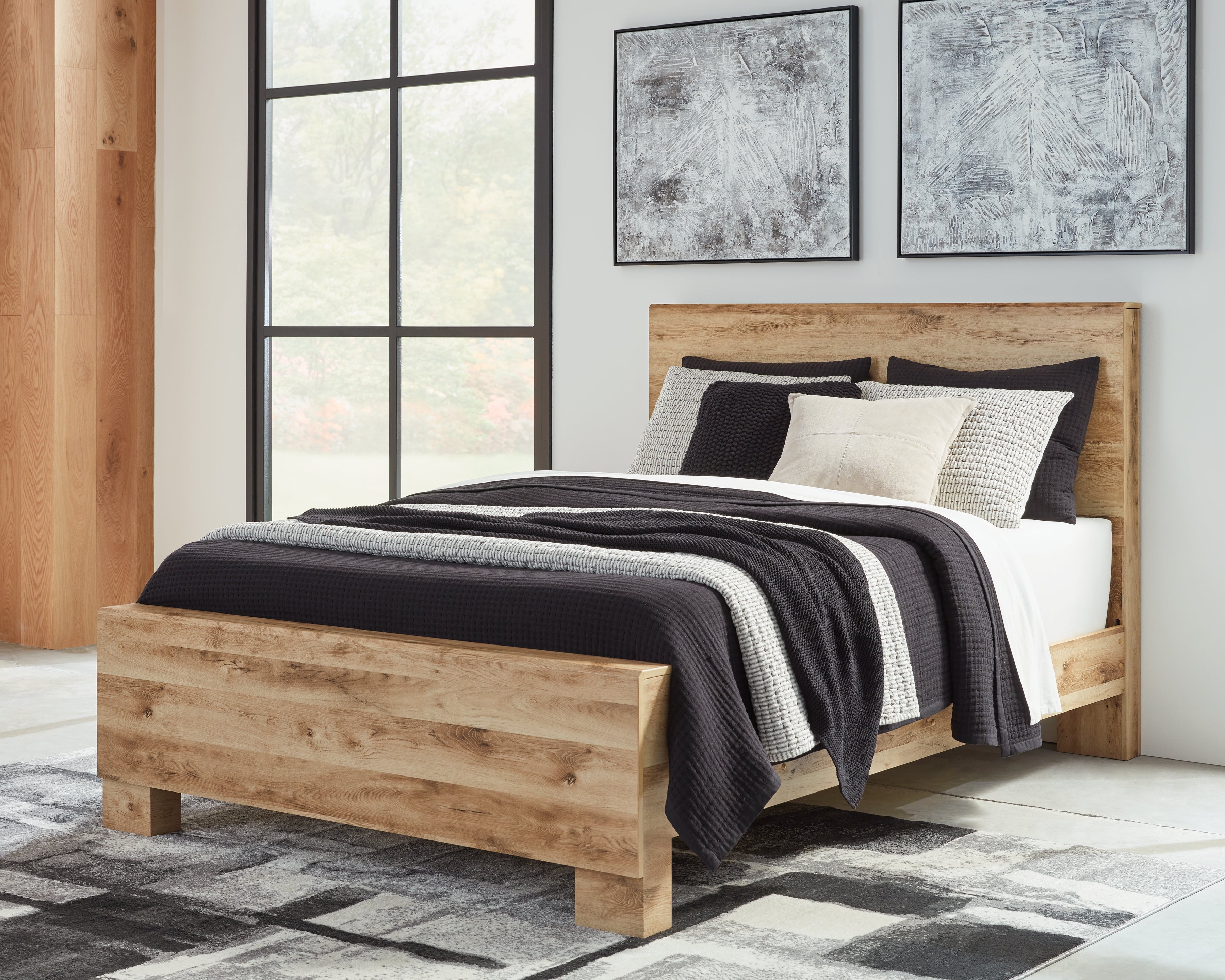 Hyanna Queen Panel Bed with Dresser, Mirror and 1 Nightstand