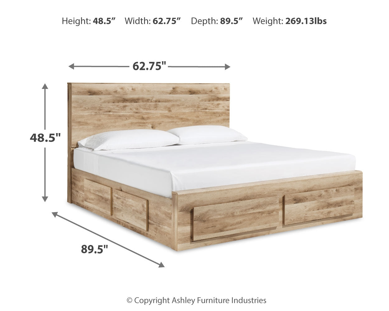 Hyanna Queen Panel Storage Bed with 1 Side Storage, Dresser and Mirror