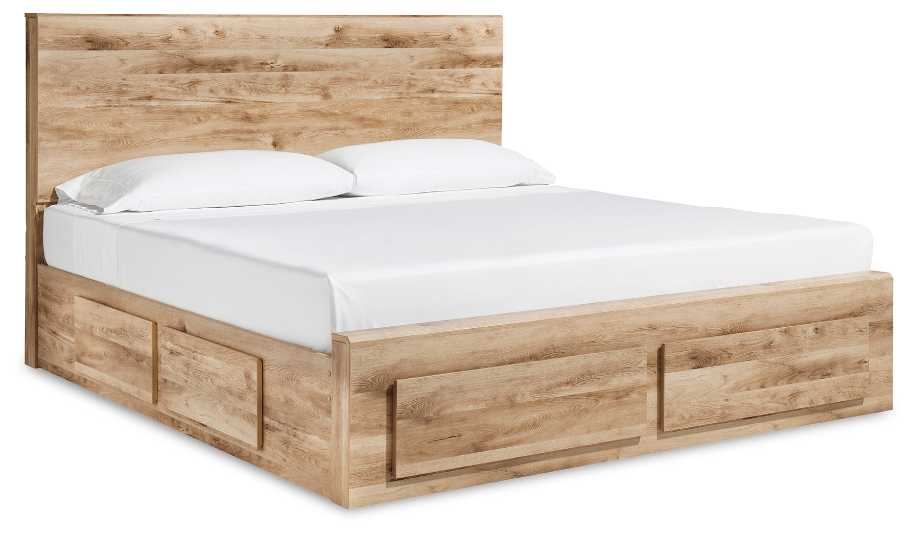 Hyanna King Panel Storage Bed with 2 Side Storage, Dresser and Mirror
