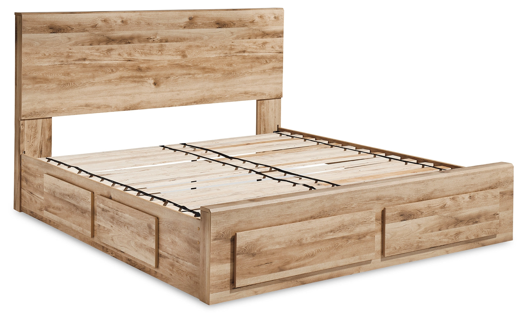 Hyanna King Panel Storage Bed with 2 Side Storage, Dresser and Mirror