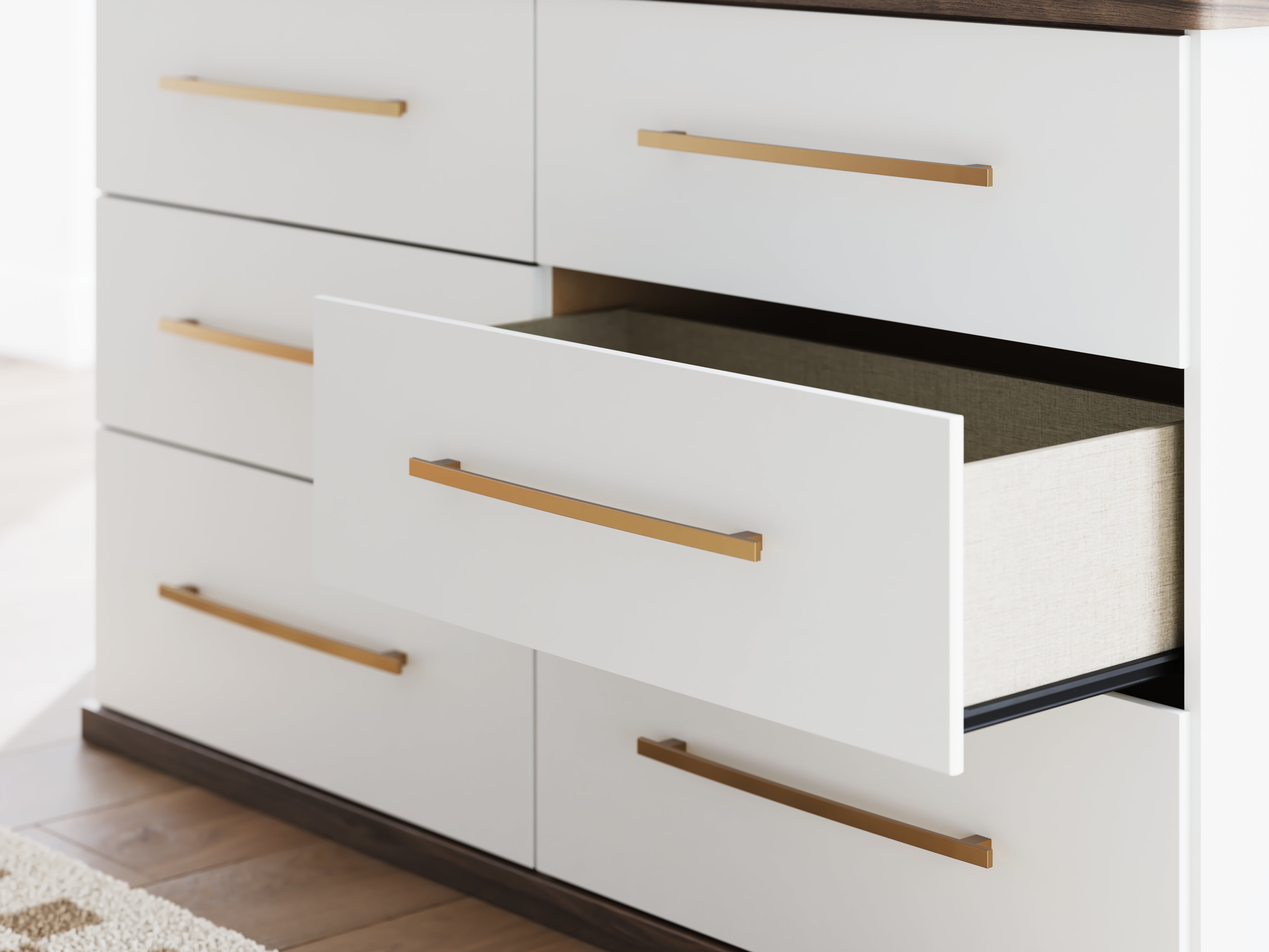 Kendanport Queen Upholstered Bed, Dresser and Nightstand