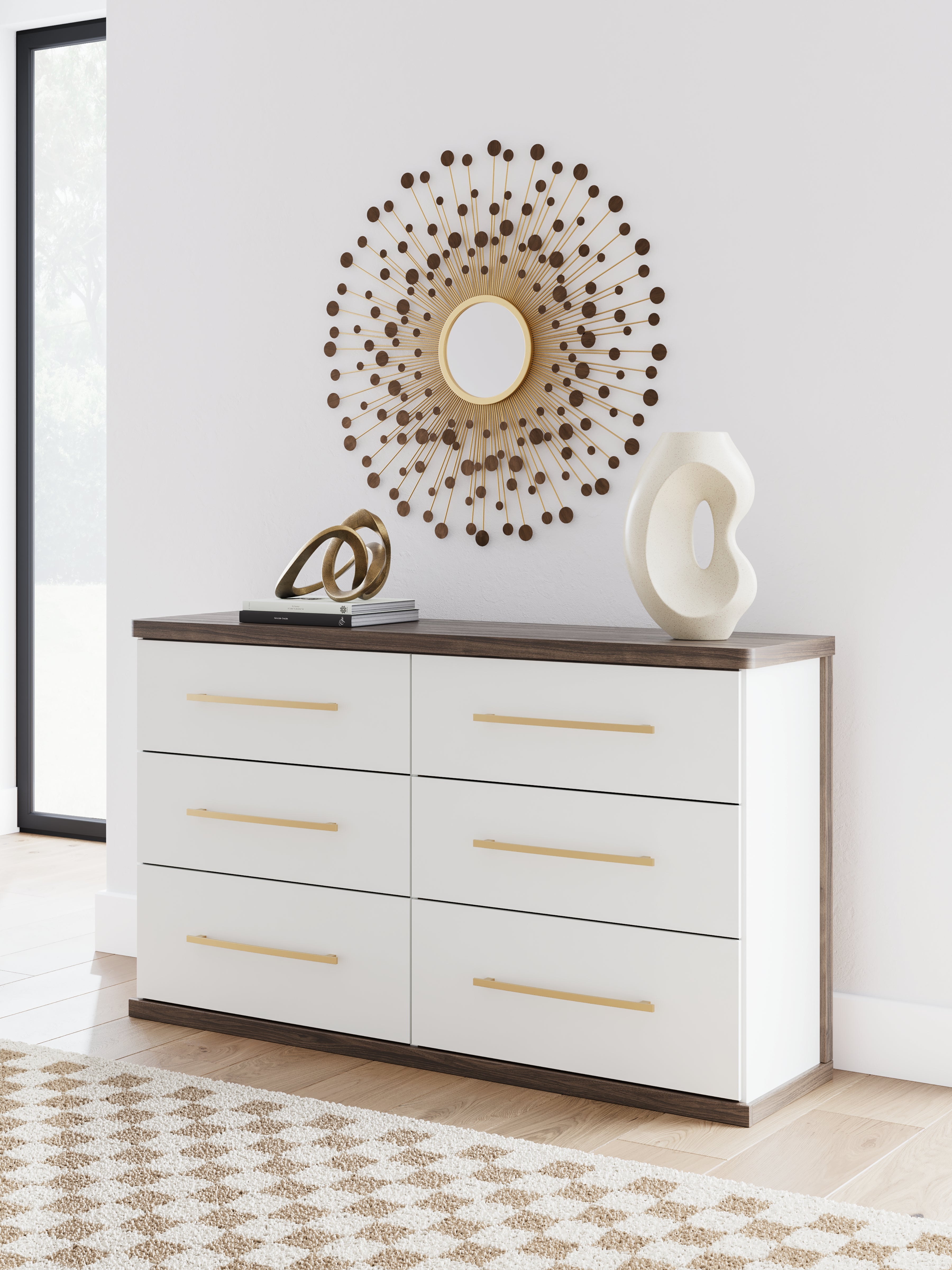 Kendanport Queen Upholstered Bed, Dresser and Nightstand