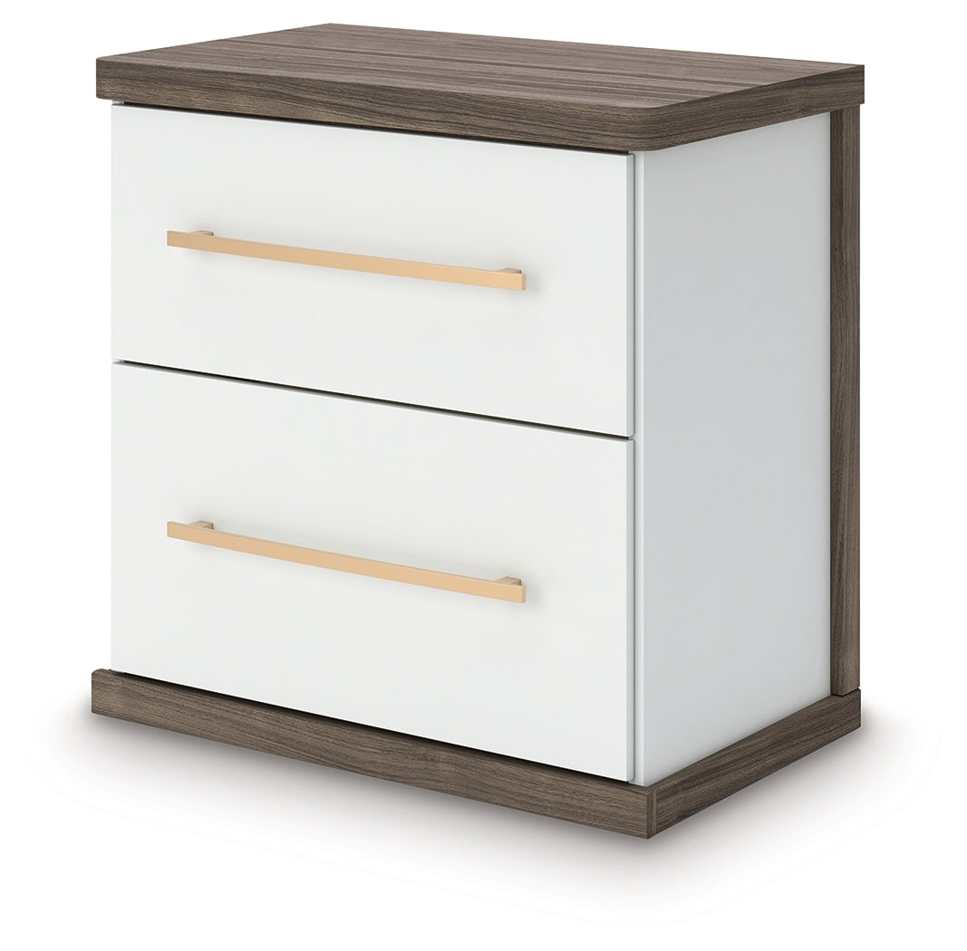 Kendanport Queen Upholstered Bed, Dresser and Nightstand