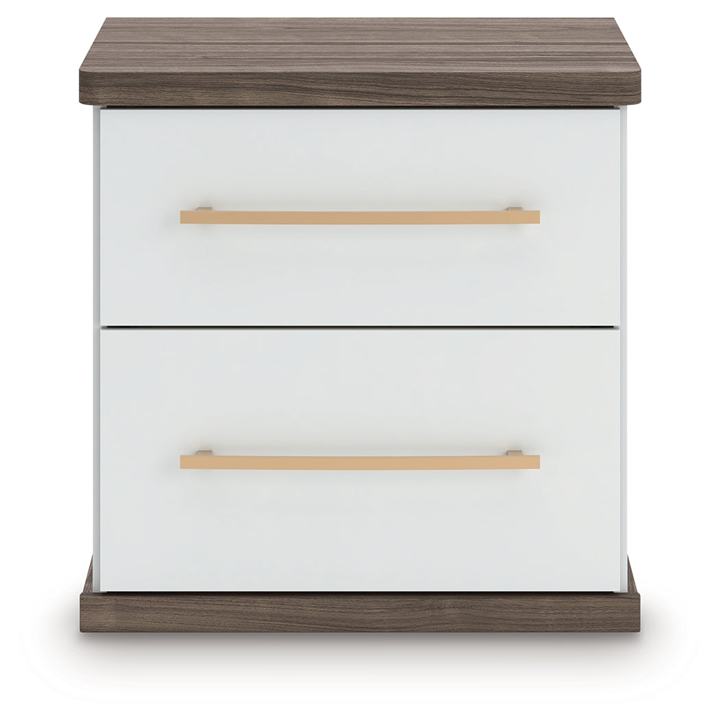 Kendanport Queen Upholstered Bed, Dresser and Nightstand