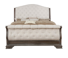 Sheffield Antique Gray Queen Upholstered Sleigh Bed - MyWaynesHome #