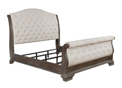 Sheffield Antique Gray Queen Upholstered Sleigh Bed - MyWaynesHome #
