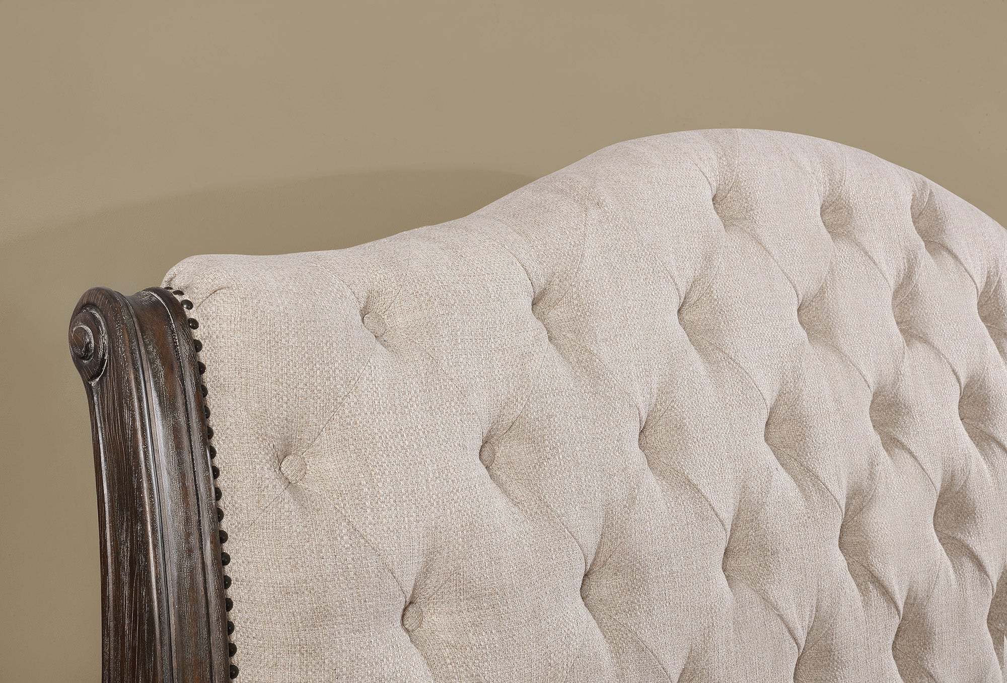 Sheffield Antique Gray Queen Upholstered Sleigh Bed - MyWaynesHome #