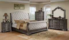 Sheffield Antique Gray Queen Upholstered Sleigh Bed - MyWaynesHome #