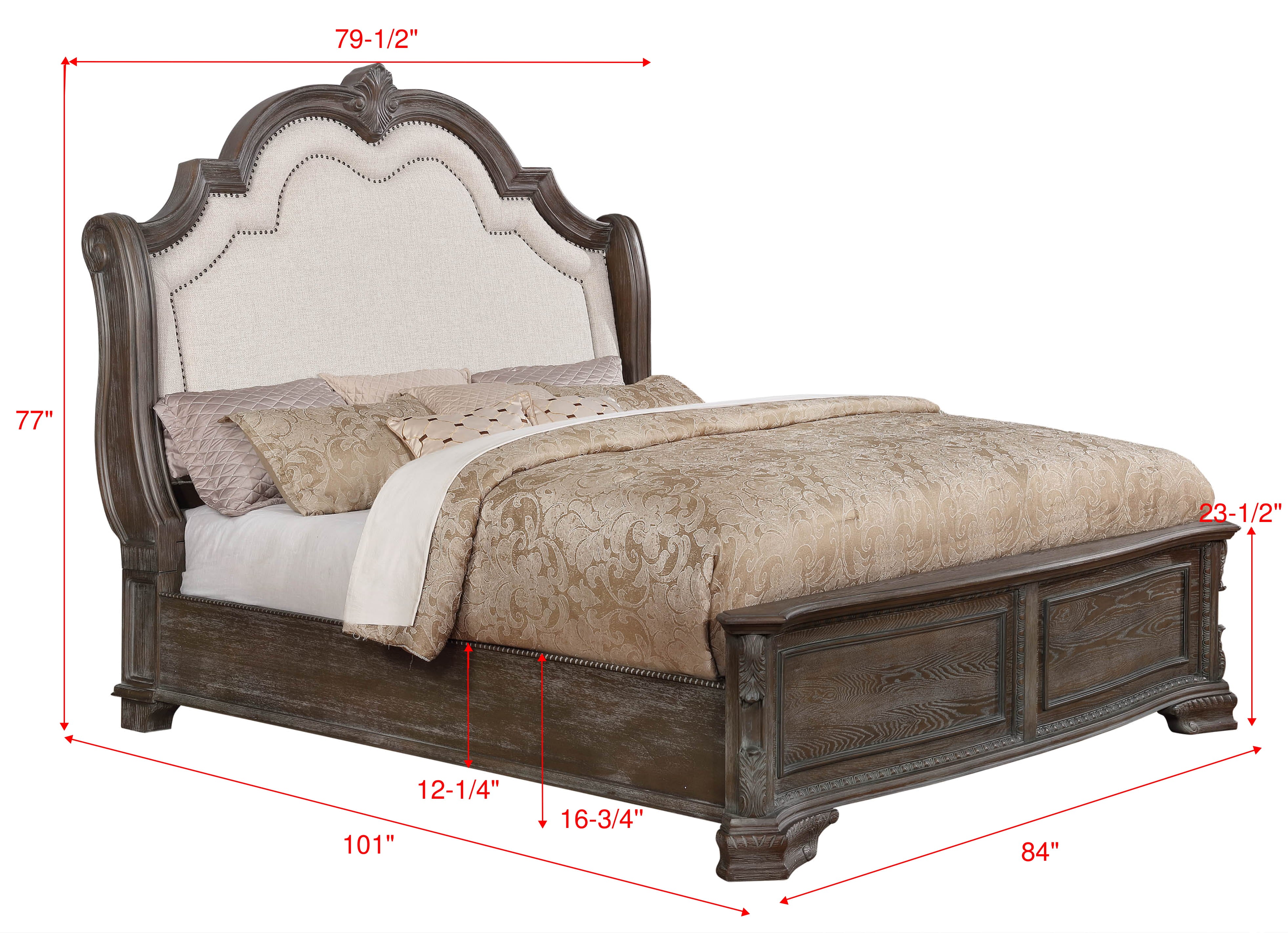 Sheffield Antique Gray King Upholstered Panel Bed - MyWaynesHome #