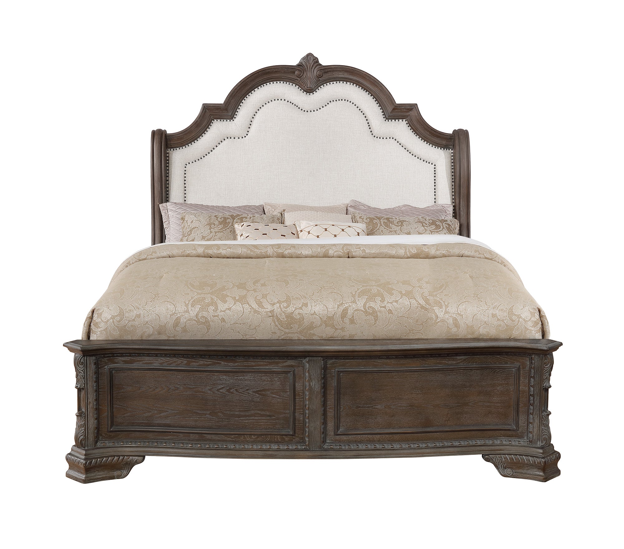 Sheffield Antique Gray King Upholstered Panel Bed - MyWaynesHome #