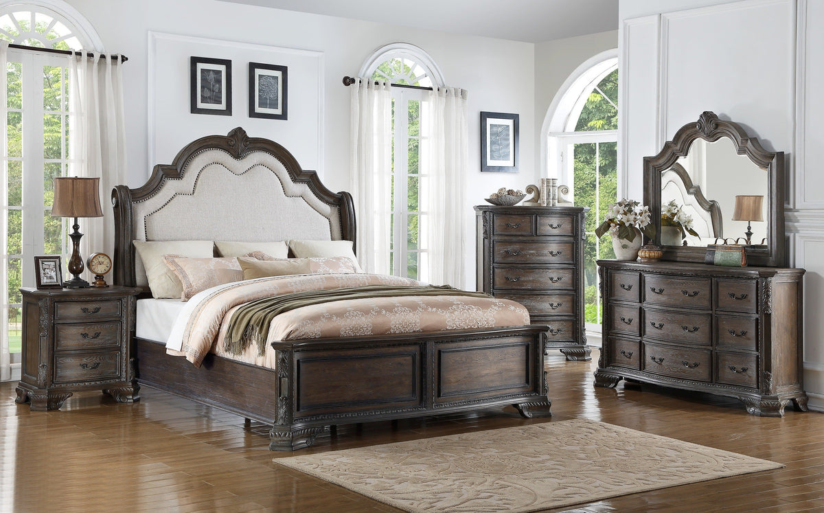 Sheffield Antique Gray Upholstered Panel Bedroom Set - MyWaynesHome #