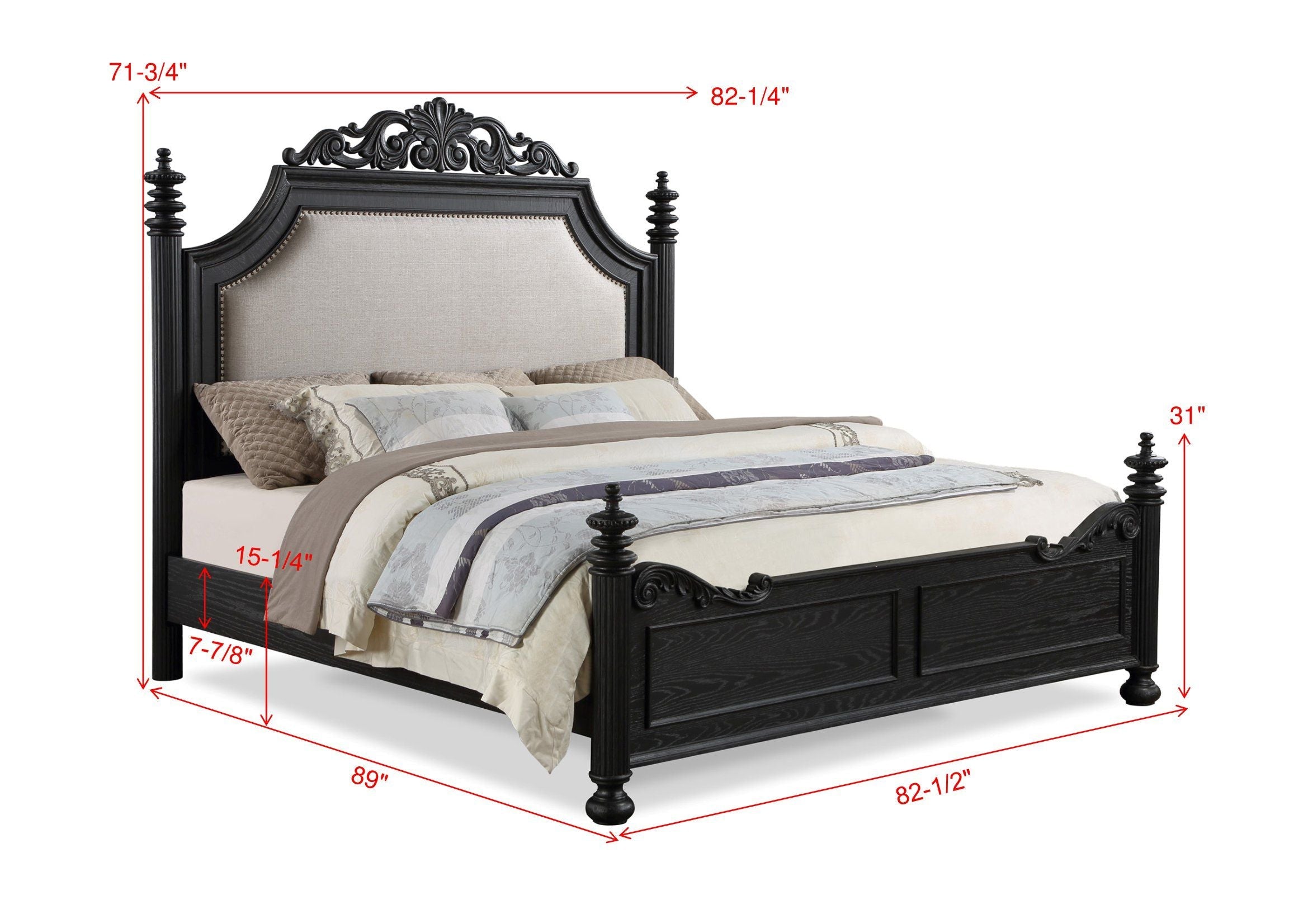 Kingsbury Espresso Upholstered Panel Bedroom Set - MyWaynesHome #