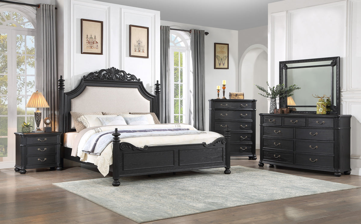 Kingsbury Espresso Upholstered Panel Bedroom Set - MyWaynesHome #