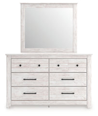 Makidern Queen Panel Bed with Storage, Dresser and Mirror