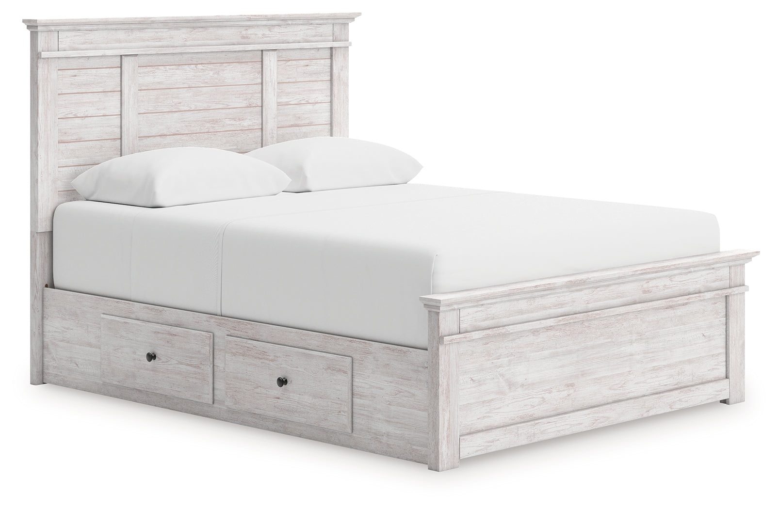 Makidern Queen Panel Bed with Storage, Dresser and Mirror