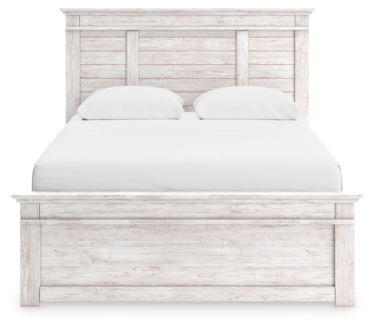 Makidern Queen Panel Bed with Storage, Dresser and Mirror