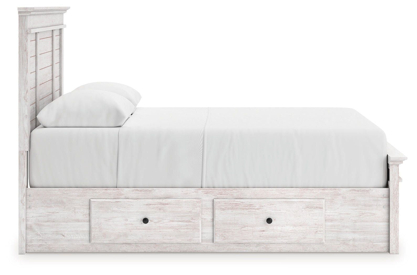 Makidern Queen Panel Bed with Storage, Dresser and Mirror