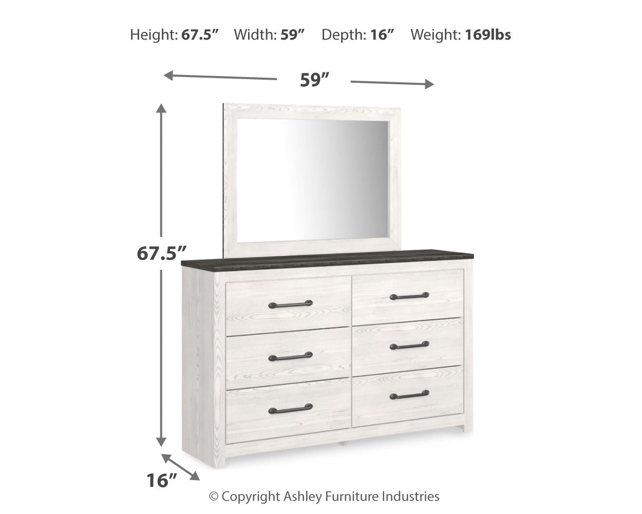 Gerridan Queen Bed with Mirrored Dresser and Nightstand