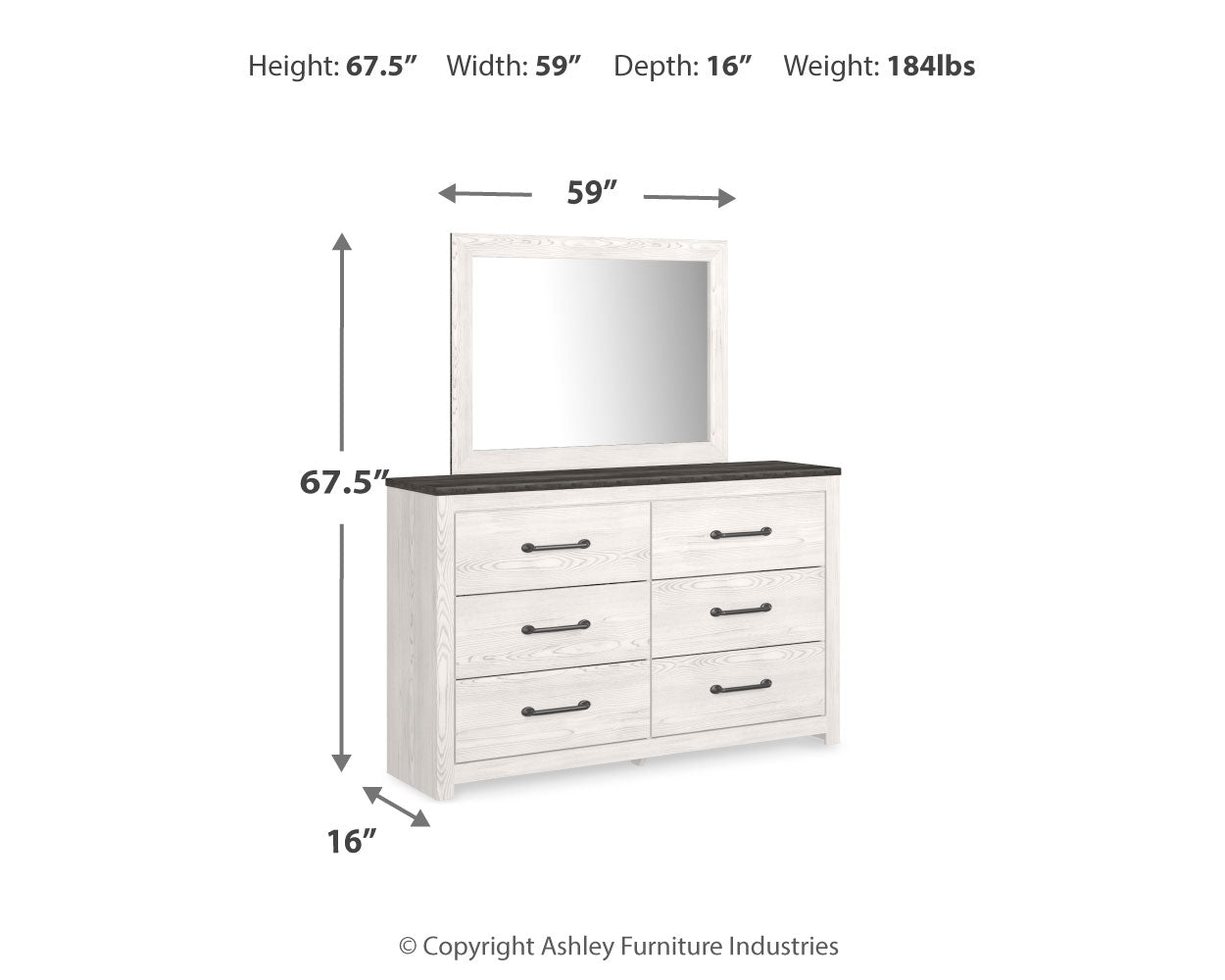 Gerridan Queen Panel Bed, Dresser, Mirror and 2 Nightstands