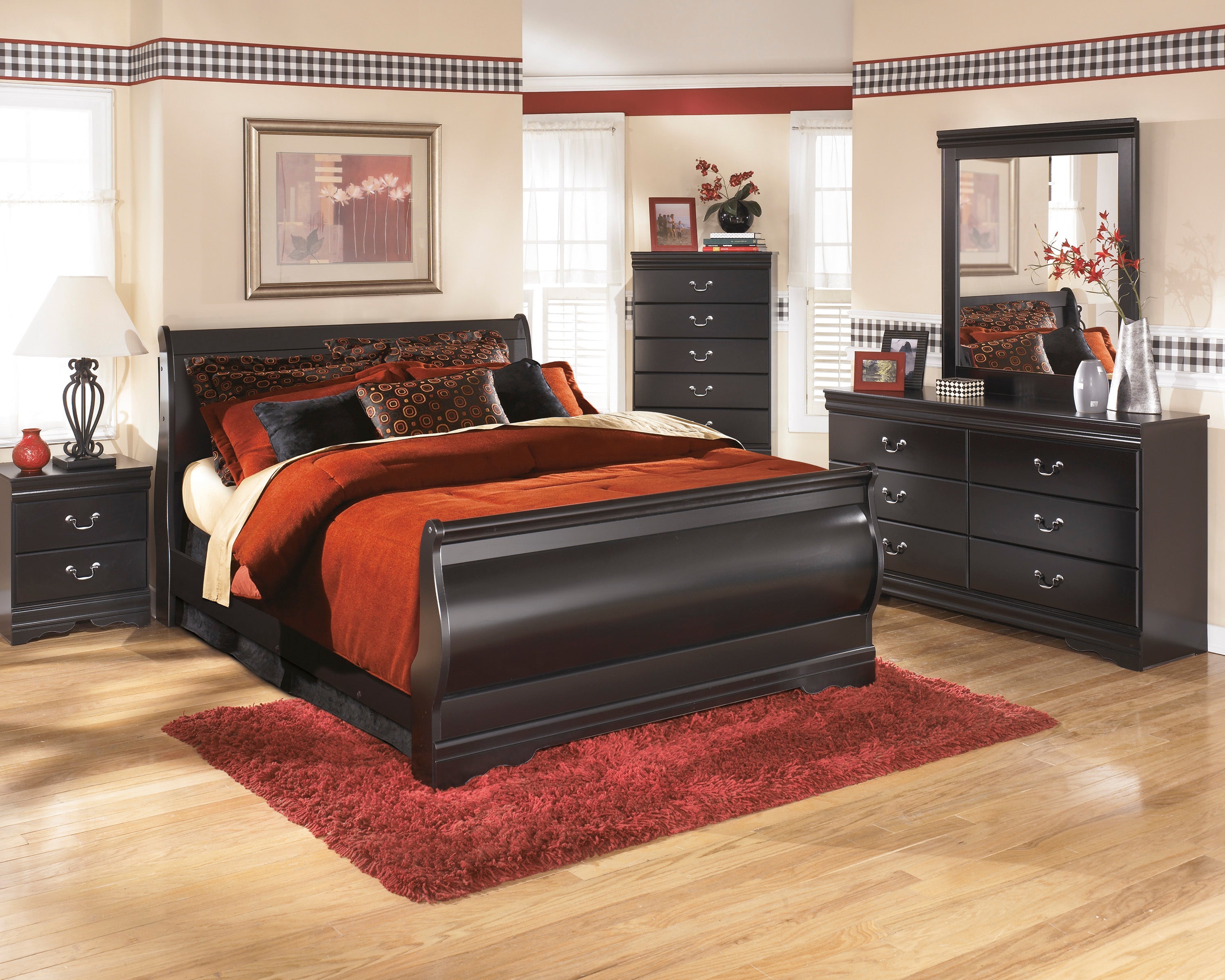 Huey Vineyard Black Sleigh Bedroom Set - MyWaynesHome #