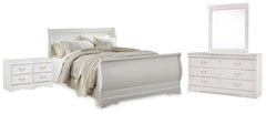 Anarasia Queen Sleigh Bed, Dresser, Mirror and 2 Nightstands
