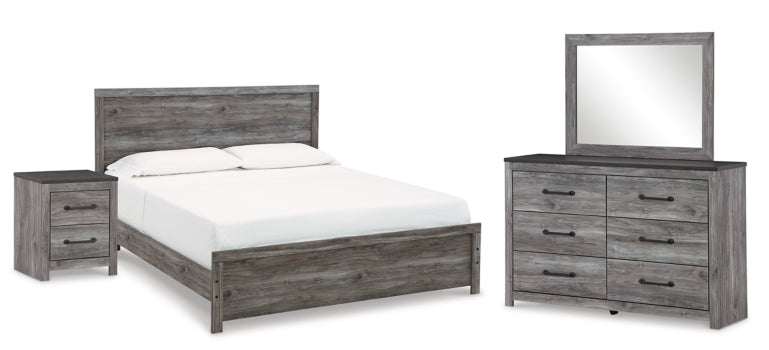 Bronyan King Panel Bed, Dresser, Mirror and Nightstand