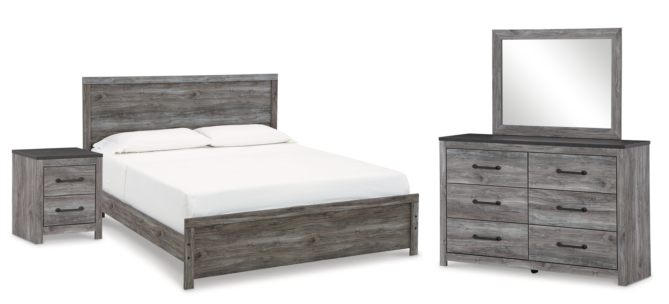 Bronyan King Panel Bed, Dresser, Mirror and Nightstand