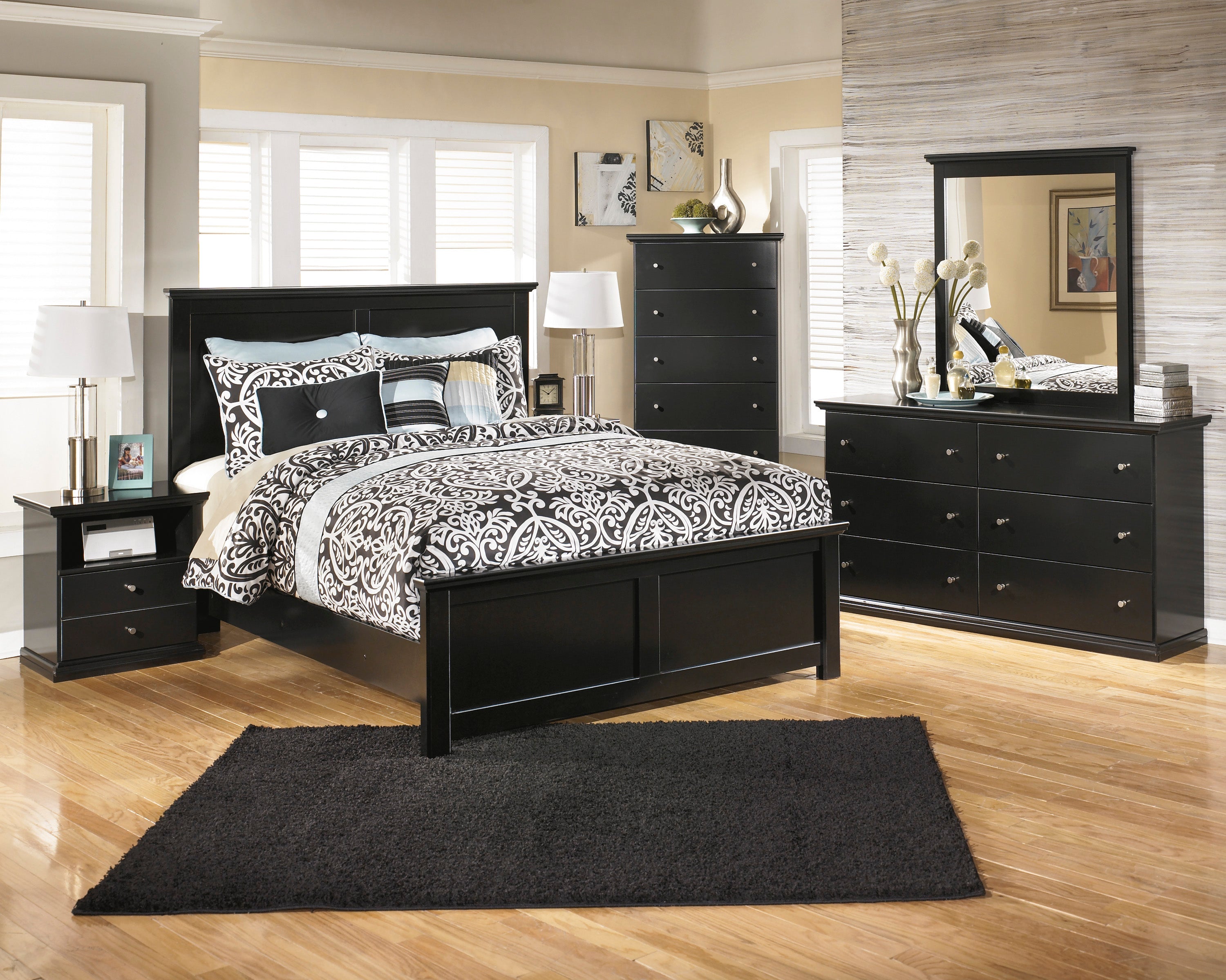 Maribel Black Panel Bedroom Set - MyWaynesHome #