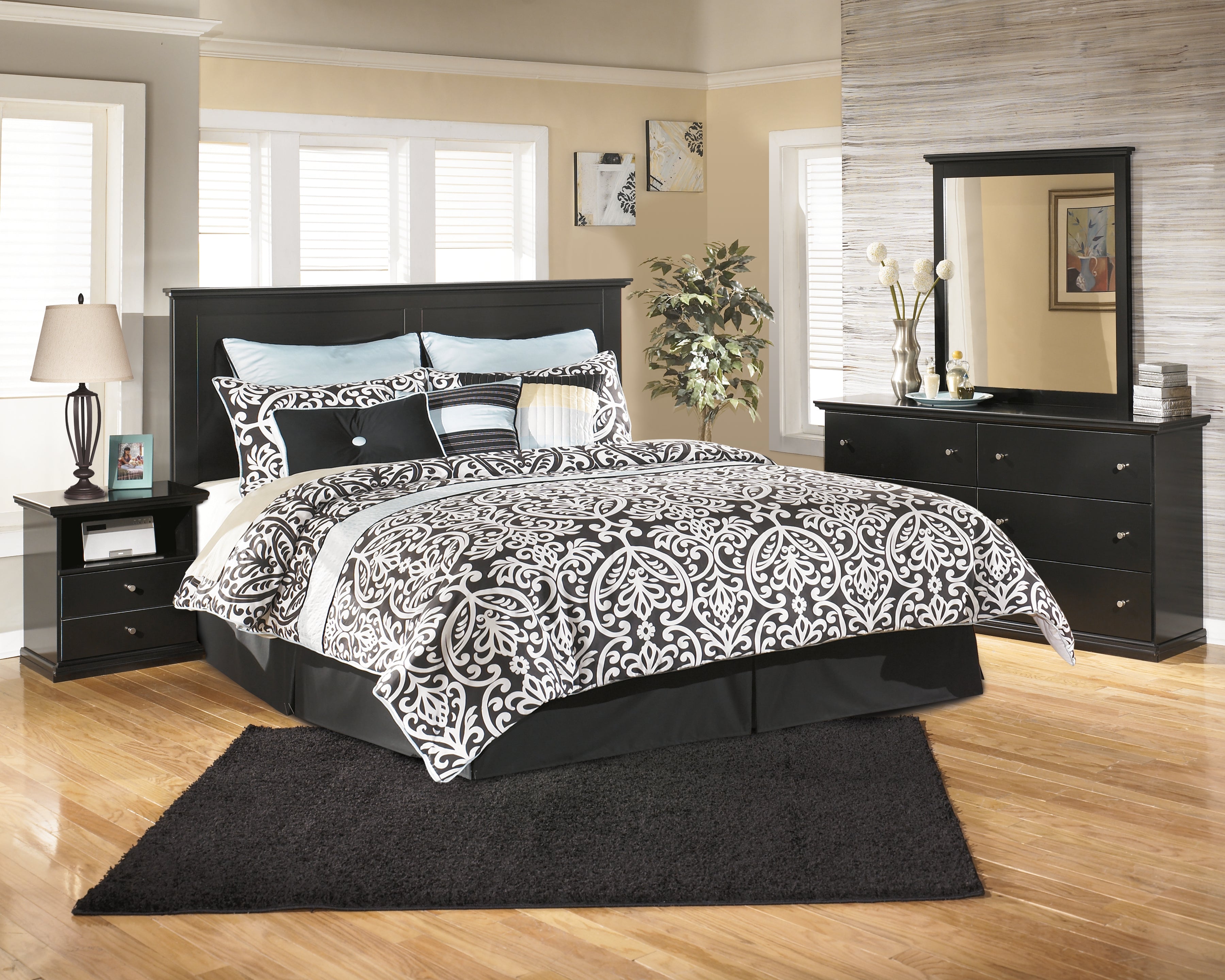 Maribel King/Cal King Panel Headboard, Dresser, Mirror and 2 Nightstands
