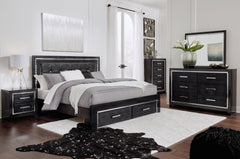 Kaydell King Upholstered Storage Bed, Dresser, Mirror, Chest and 2 Nightstands