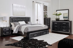 Kaydell LED Storage Panel Bedroom Set - Black - MyWaynesHome #