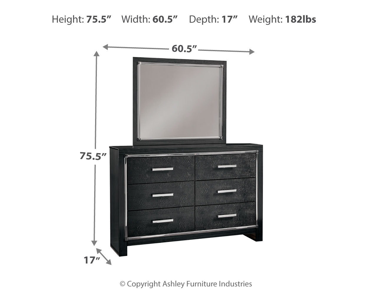Kaydell King Upholstered Panel Bed, Dresser, Mirror and Nightstand