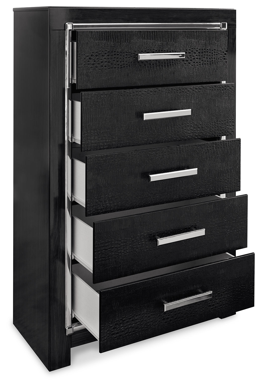 Kaydell Queen Upholstered Panel Bed, Dresser, Mirror, Chest and 2 Nightstands