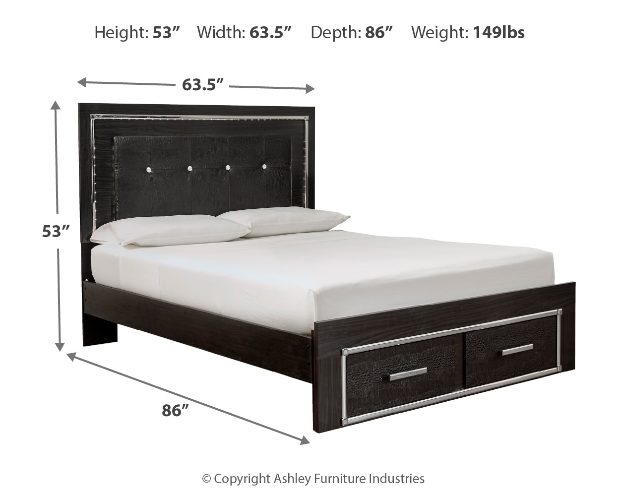 Kaydell Queen Upholstered Panel Bed, Dresser, Mirror and Chest